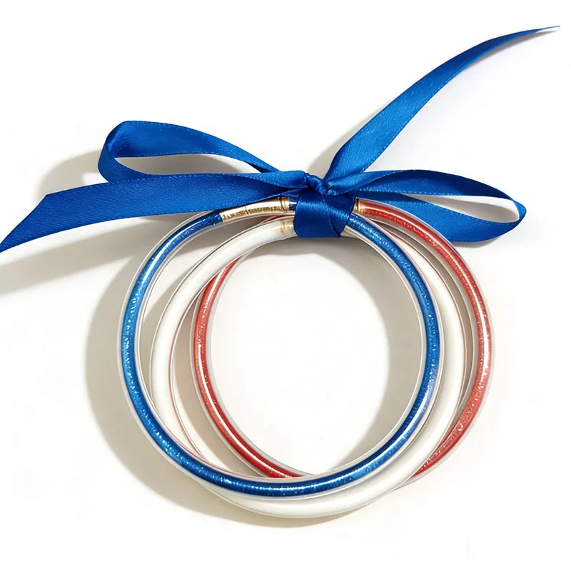 Pulseras infantiles de gelatina con lazo y brillo para fiestas - imagen 5