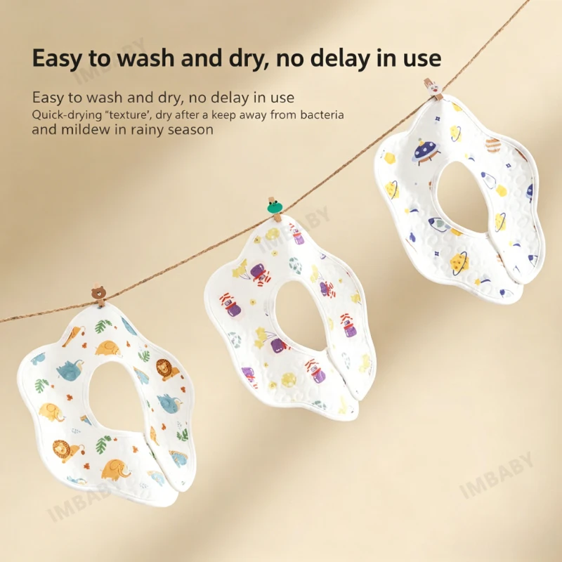 IMBABY Baberos impermeables de algodón para bebé, absorbentes - imagen 5
