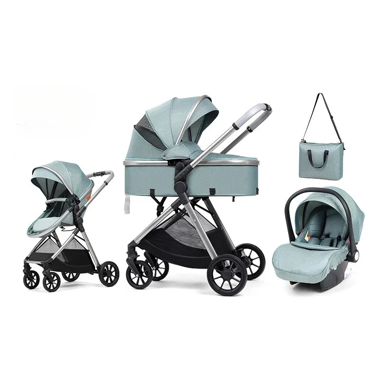 Cochecito de bebé con asiento de coche y bolso para mamá plegado fácil - imagen 2