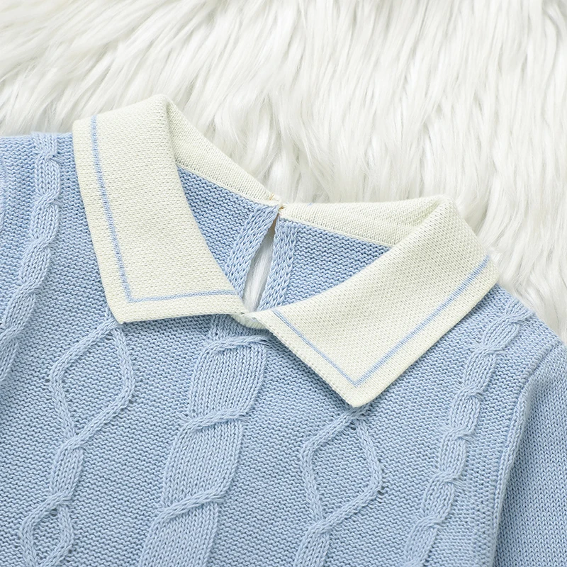 Mono bebé en punto de algodón con cuello tortuga para invierno - imagen 2