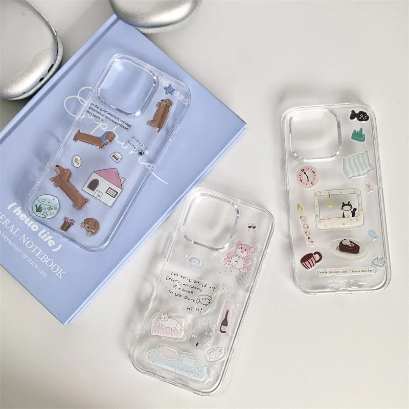 Oso estilo coreano en relieve, pegatina de cristal tipo gota
