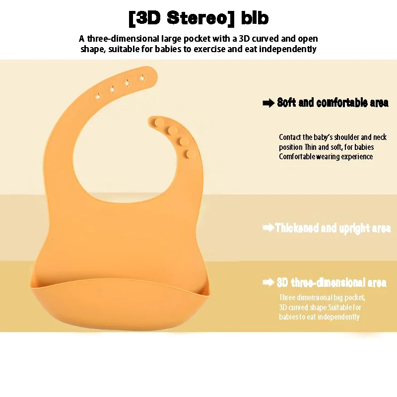 Babero de silicona mostrando su textura suave y flexible