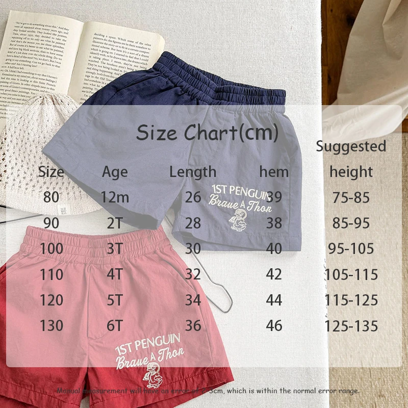 Pantalones cortos infantiles con letras bordadas y diseño holgado