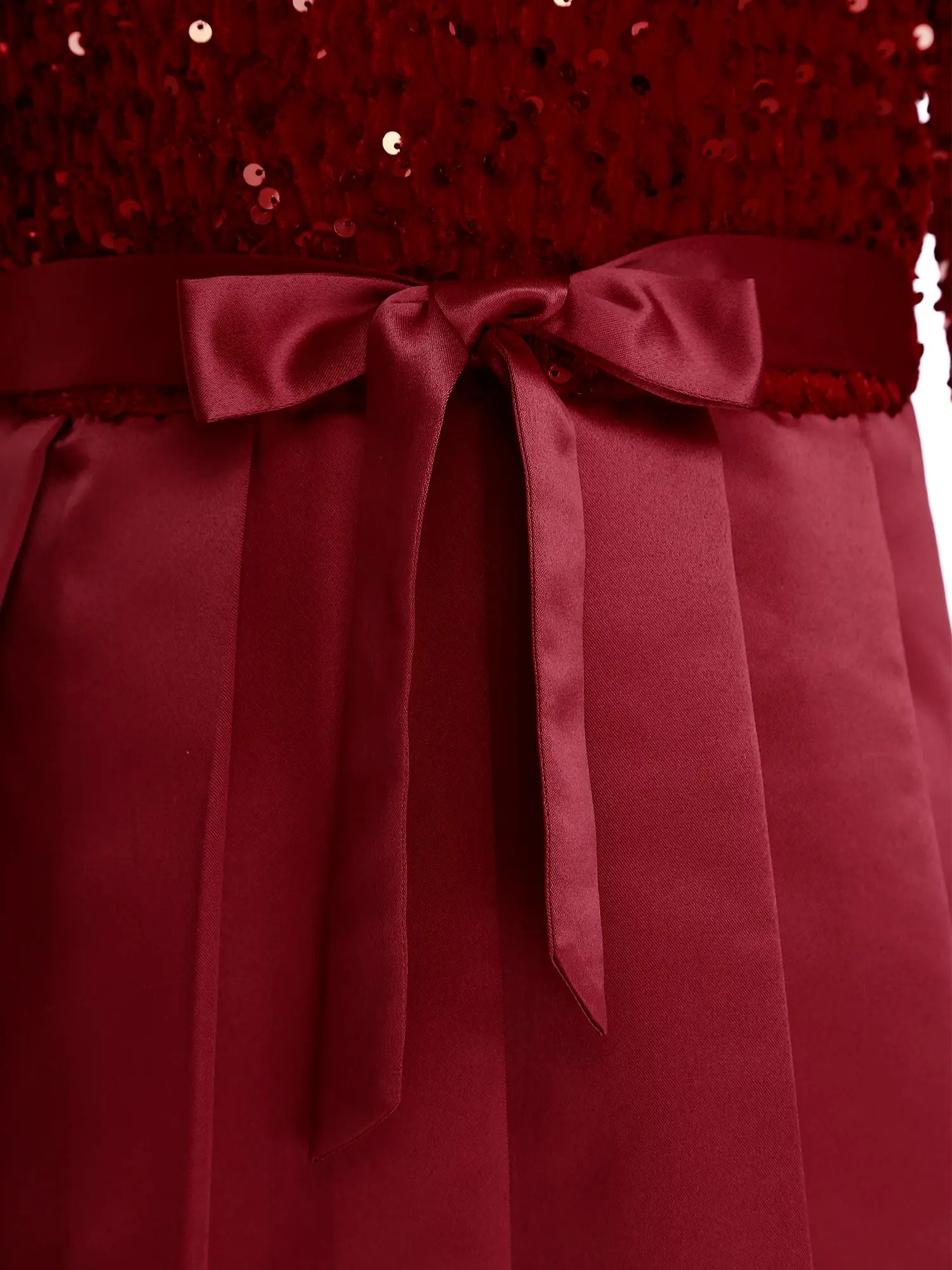 Vestido plisado floral para niña con cinturón y lentejuelas Navidad - imagen 5