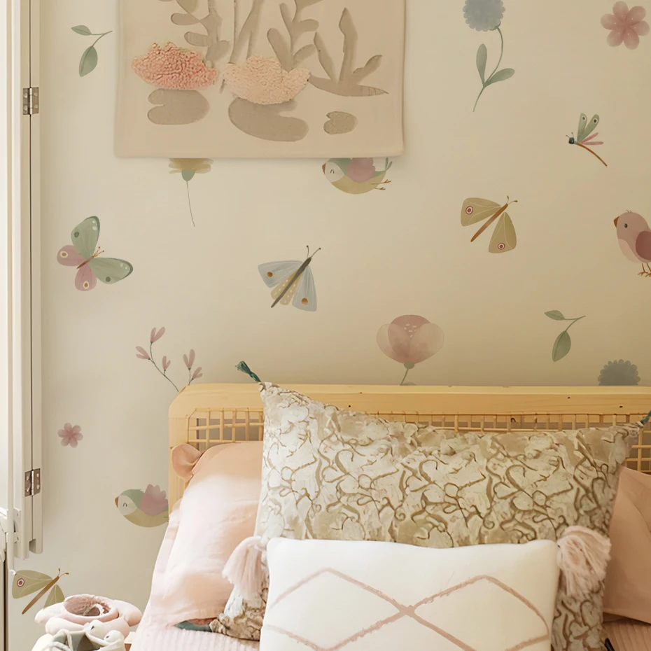 Pegatinas de pared con pájaros y flores
