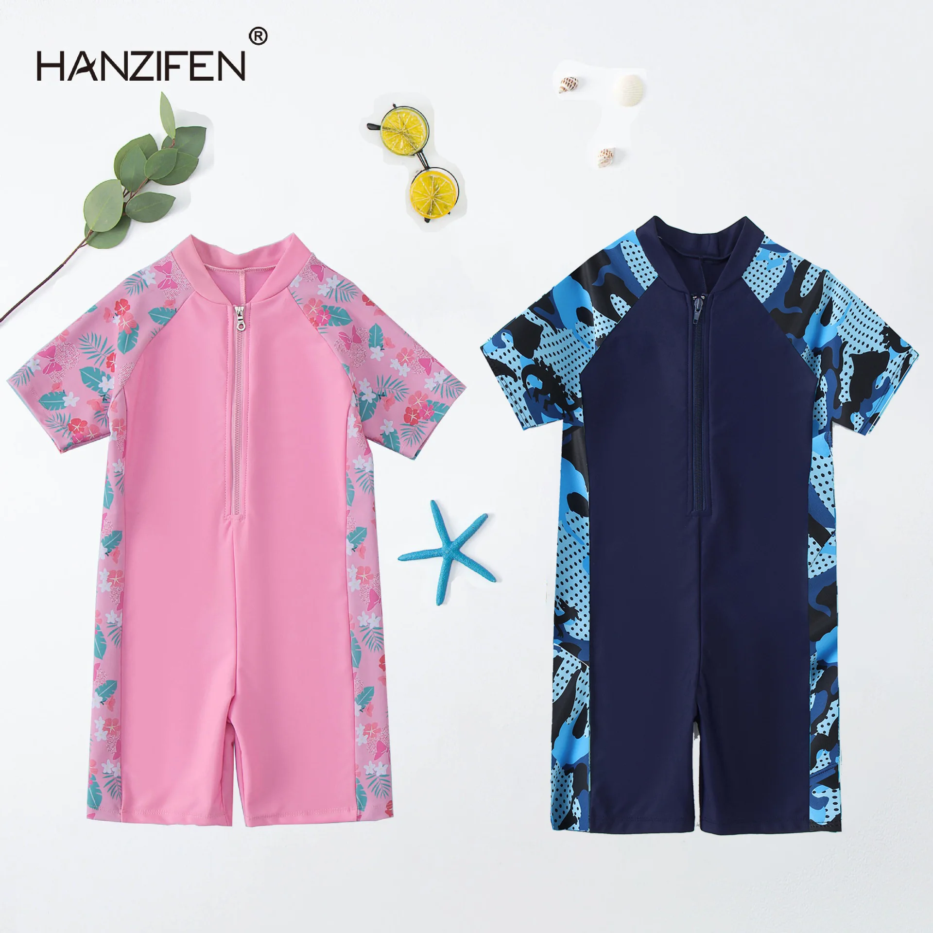 Bañador de secado rápido infantil de una pieza unisex