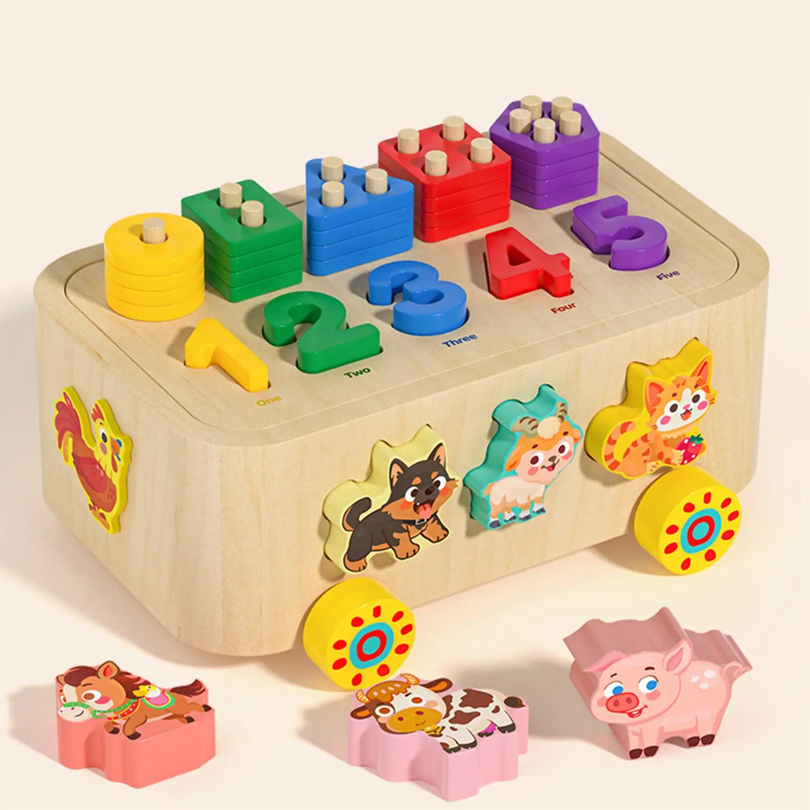 Juego de apilamiento de madera con formas y colores para niños - imagen 5