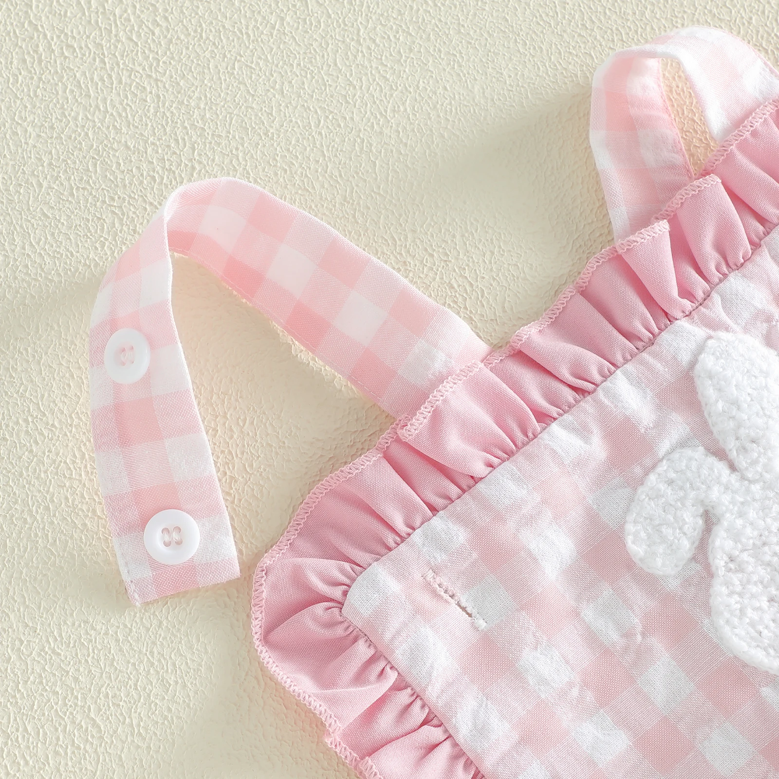 Mono infantil niña Pascua a cuadros con lazos de conejito - imagen 3