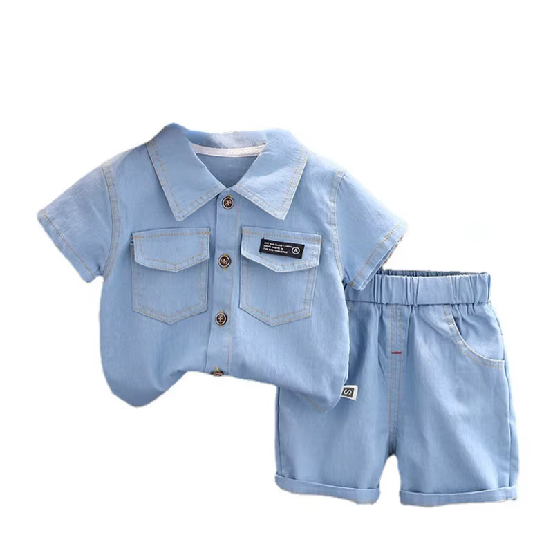 Conjunto niño verano: camisa y pantalón corto de algodón casual - imagen 4