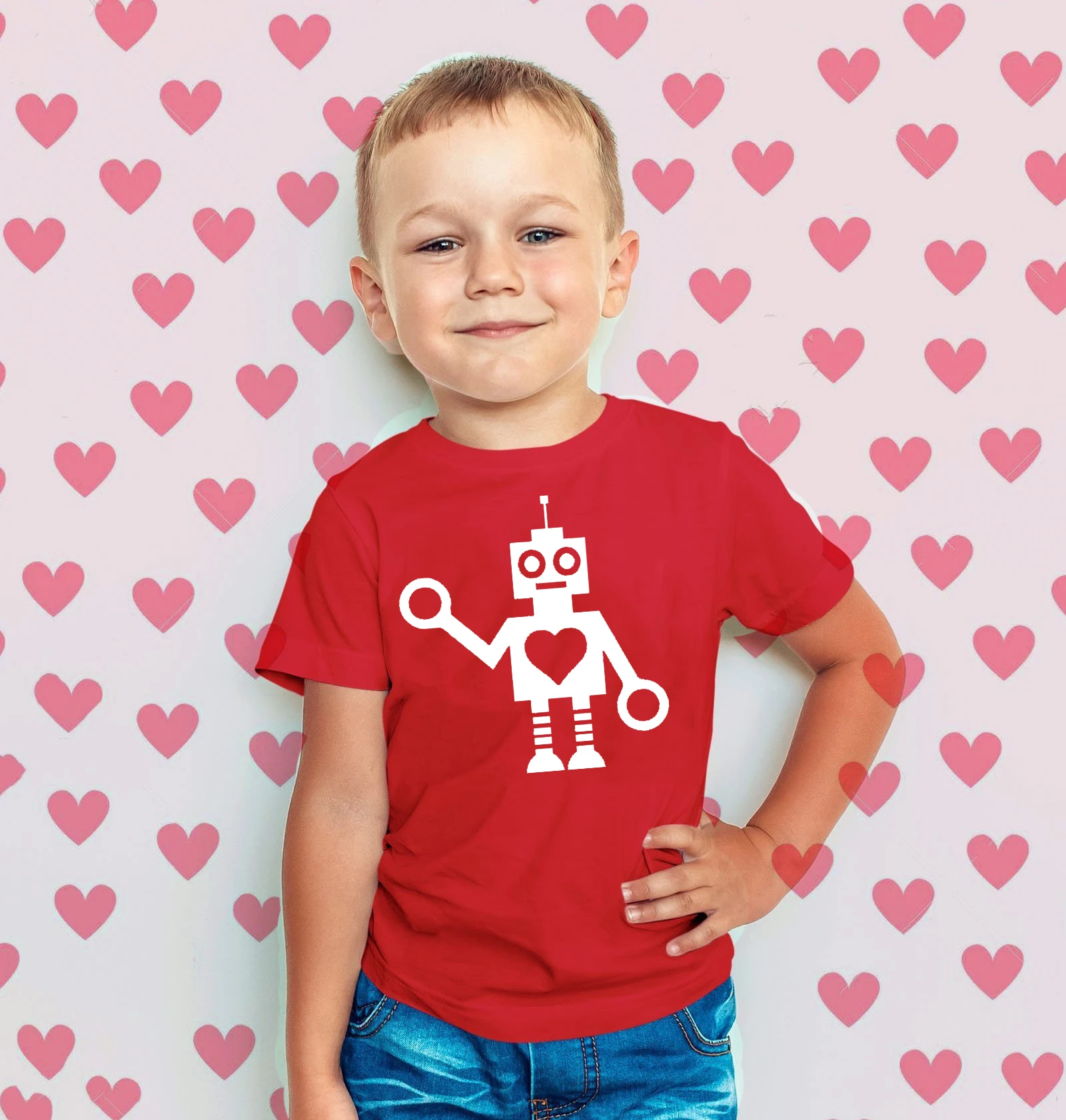 Camiseta Little Love Machine Robot San Valentín para niño - imagen 2