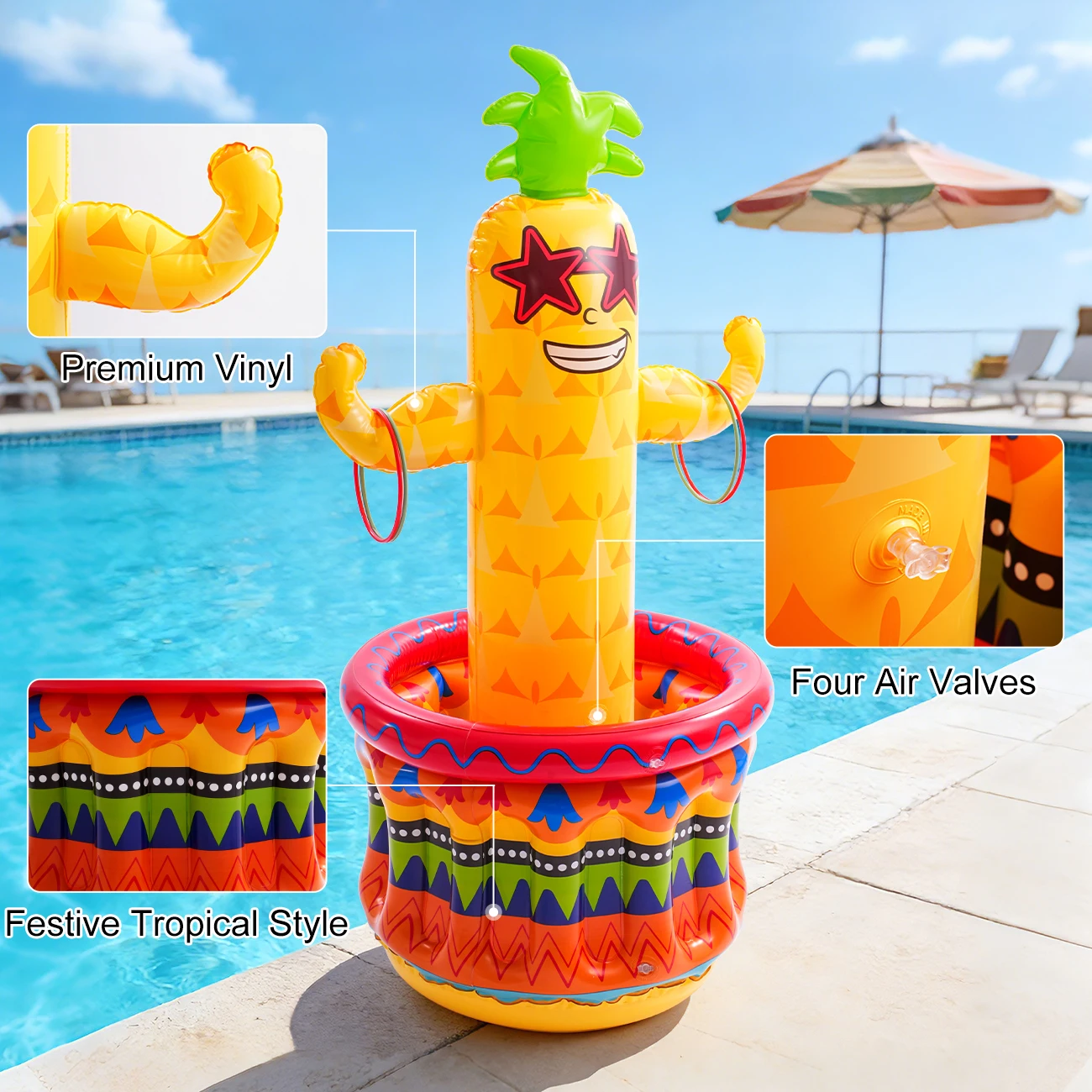 Enfriador inflable en forma de piña para piscina temática hawaiana - imagen 5