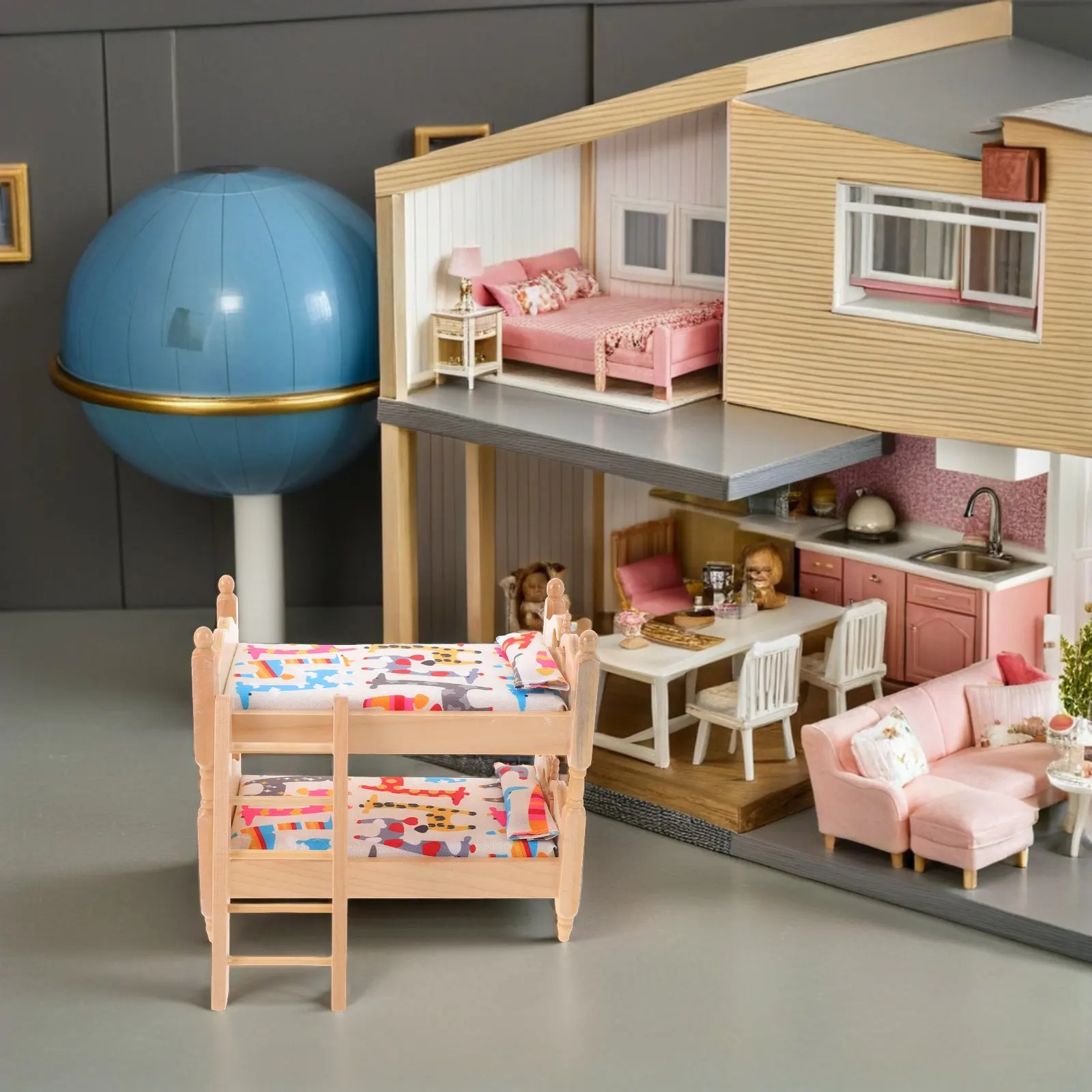 Cama alta de dos niveles para casas de juego imaginarias infantiles - imagen 2