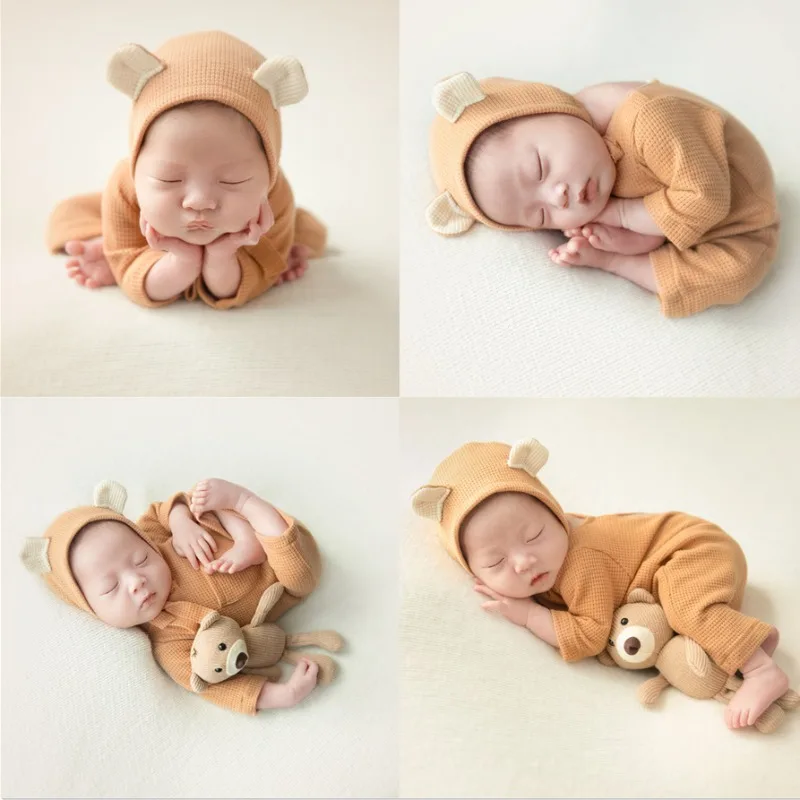 Accesorios para fotos de bebé recién nacido – gorro oso y pelele - imagen 3