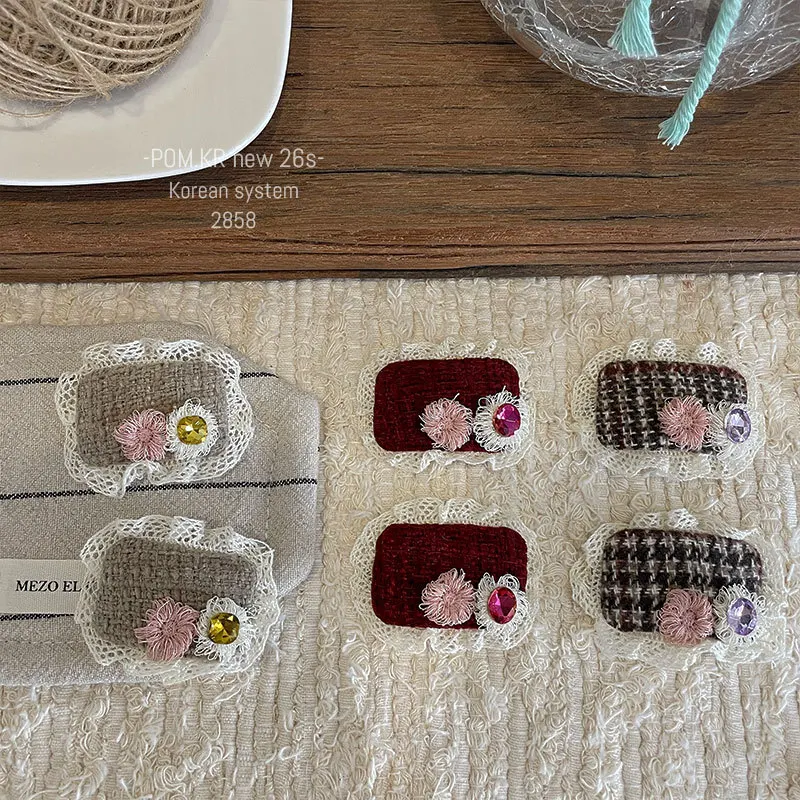 Pinzas de tela con encaje para el pelo de niña – Pasadores laterales divisorios - imagen 5