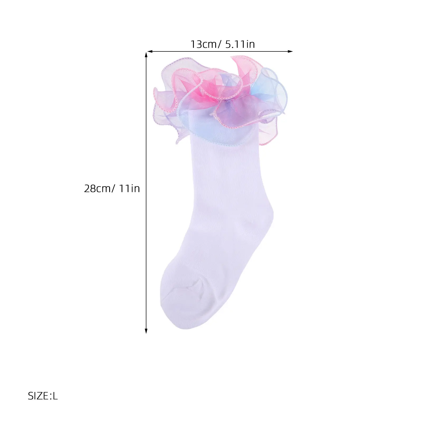 Calcetines altos niña con encaje arcoíris estilo princesa - imagen 5