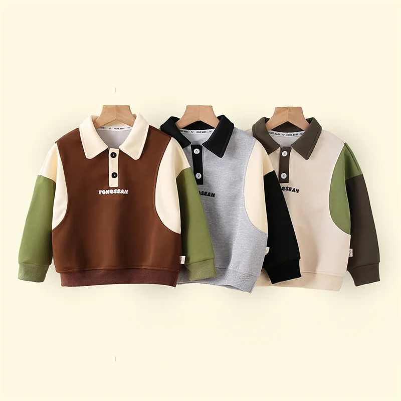 Sudadera con solapa polo, letras y bloqueo de color primavera otoño - imagen 4