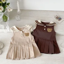 Vestido de verano sin mangas tipo marinero para niña pequeña