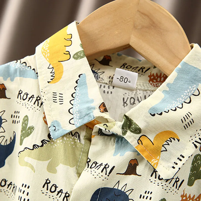 Conjunto verano bebé niño de algodón dinosaurio con pantalón corto - imagen 5