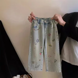 Pantalones vaqueros elásticos rectos sueltos para niños – Primavera
