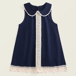 Vestido niña verano con encaje y cuello de muñeca