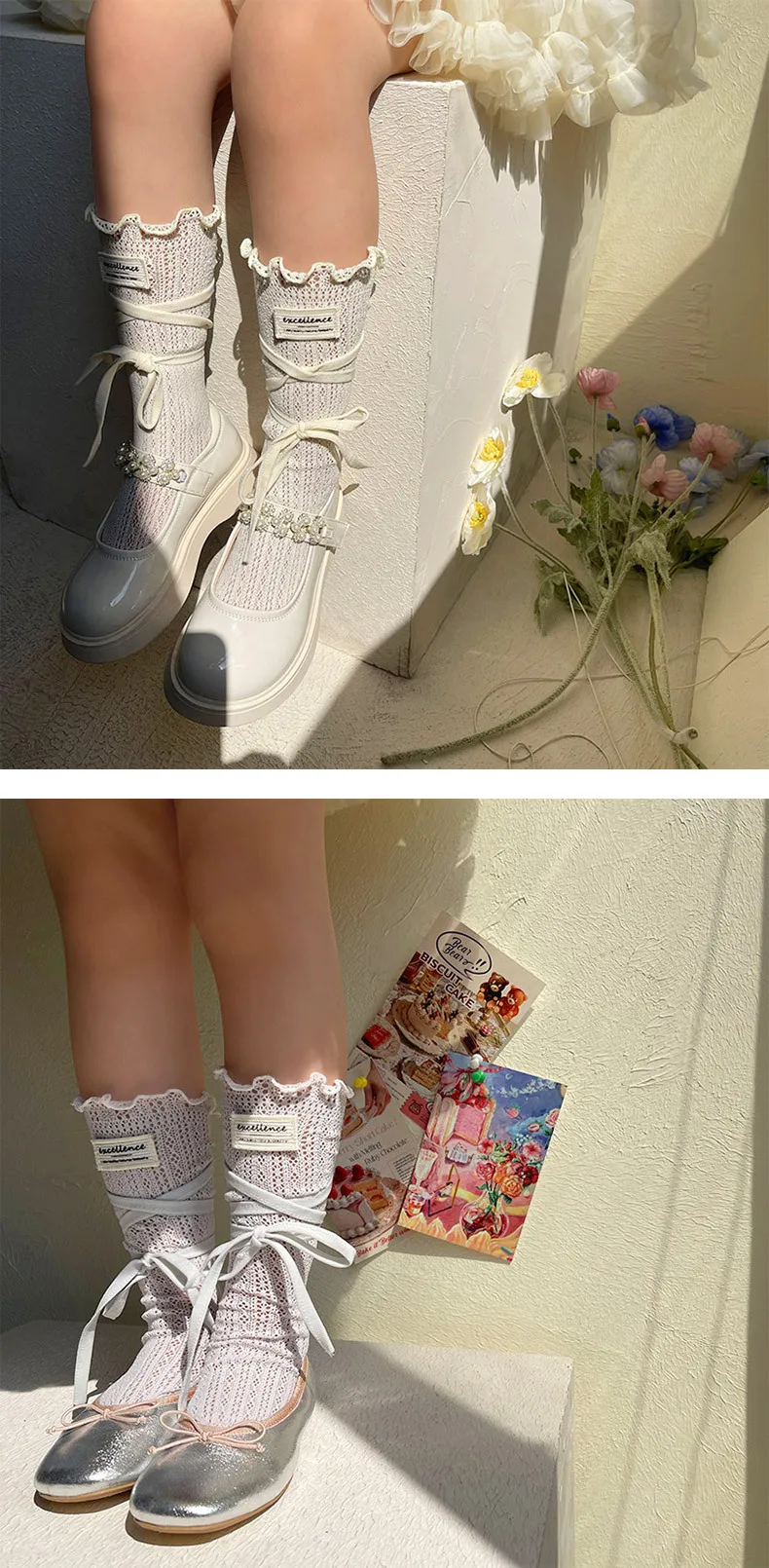 Calcetines estilo coreano con volantes