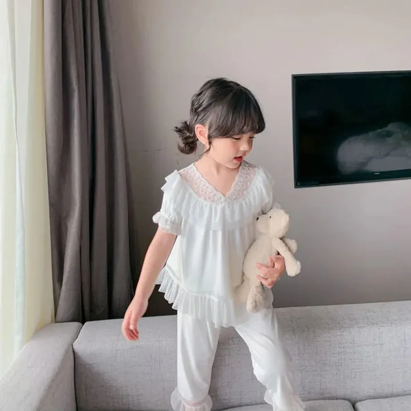 Pijama algodón para niña – Estilo princesa con encaje - imagen 4