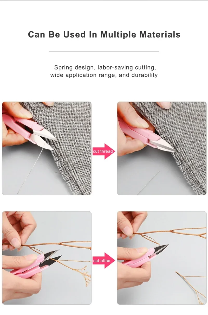 Detalle de las tijeras para cortar hebras finas