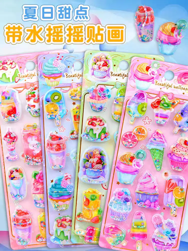 Pegatinas 3D kawaii de comida con purpurina