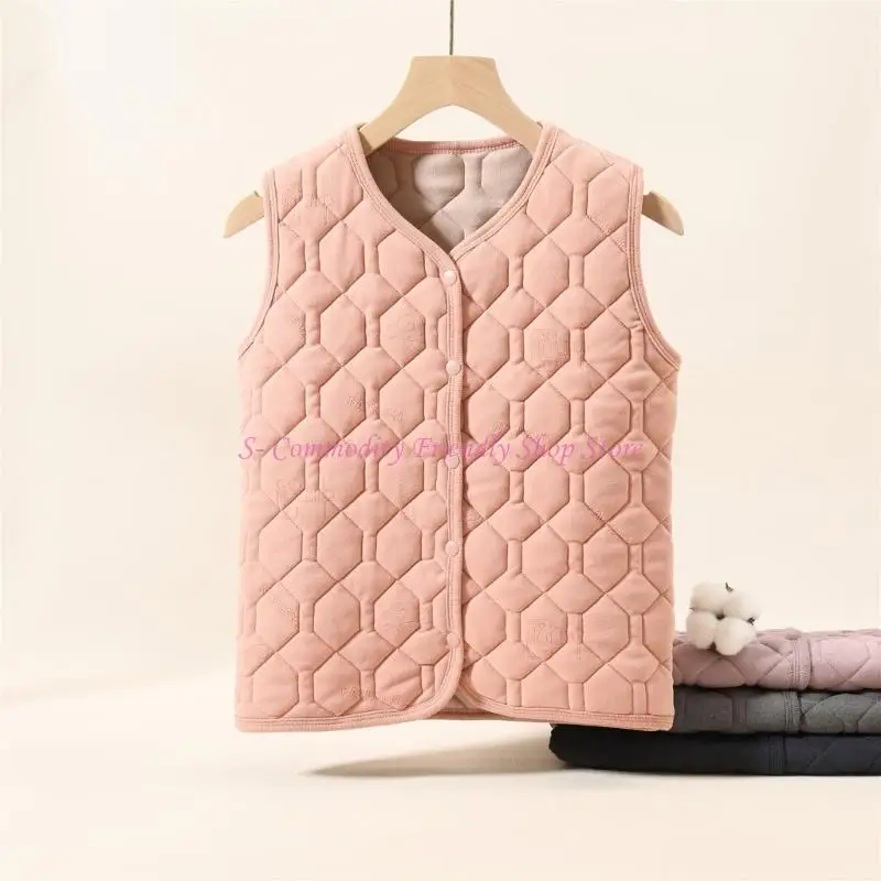 Chaleco cálido infantil rosa y gris