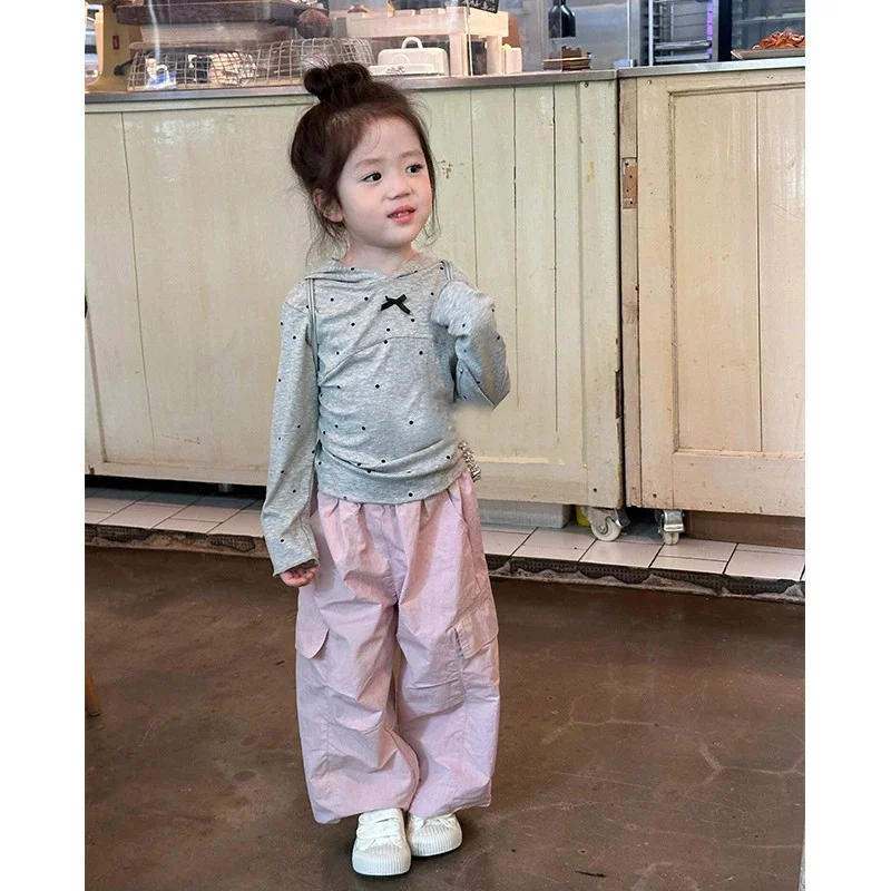 Conjunto de lunares niña con capucha y lazo de manga larga - imagen 3