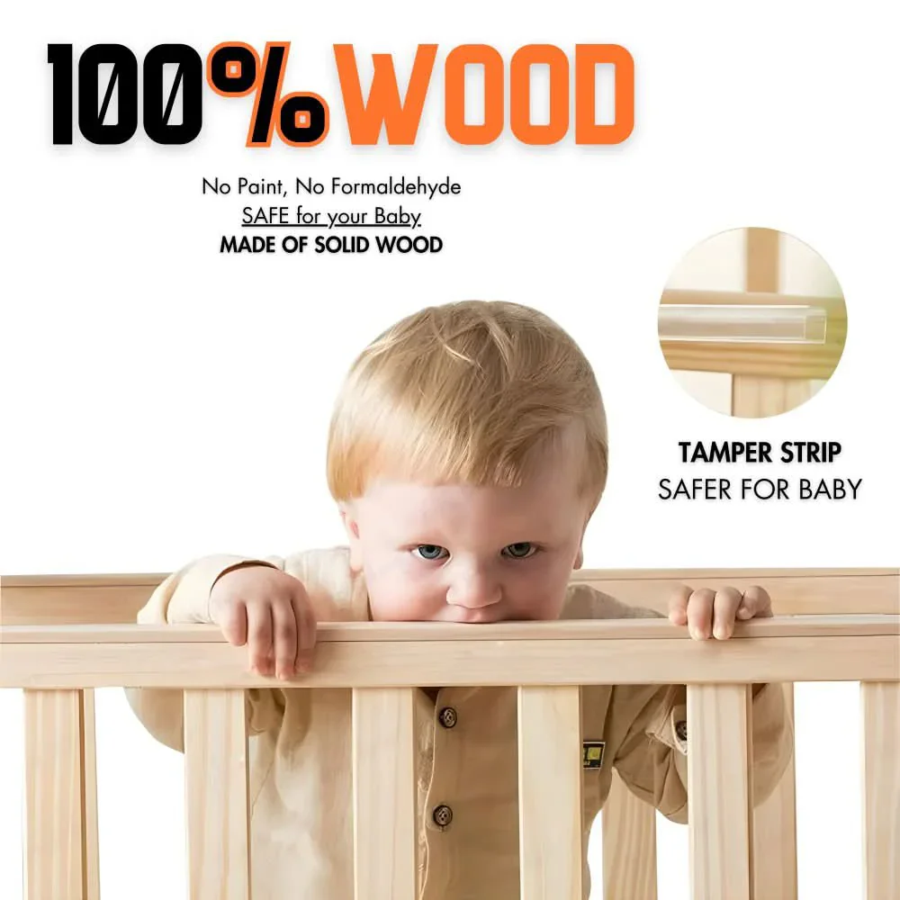 Cuna portátil de madera maciza multifunción para bebés y niños - imagen 5
