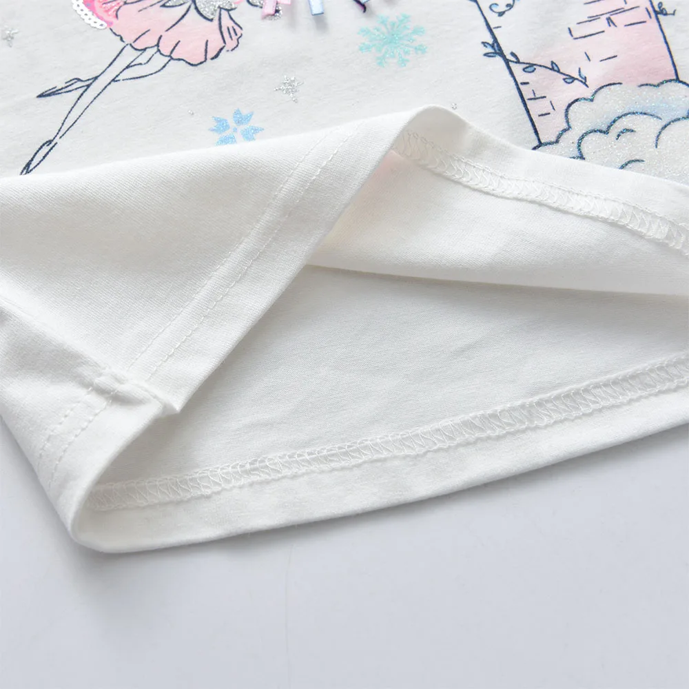 DXTON Camiseta de manga corta de algodón para niñas estampada - imagen 2