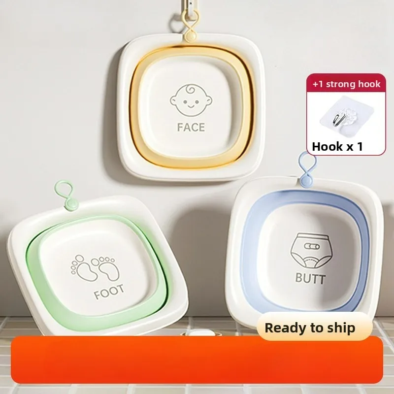 Lavabo plegable para bebés de plástico cuadrado, higiene