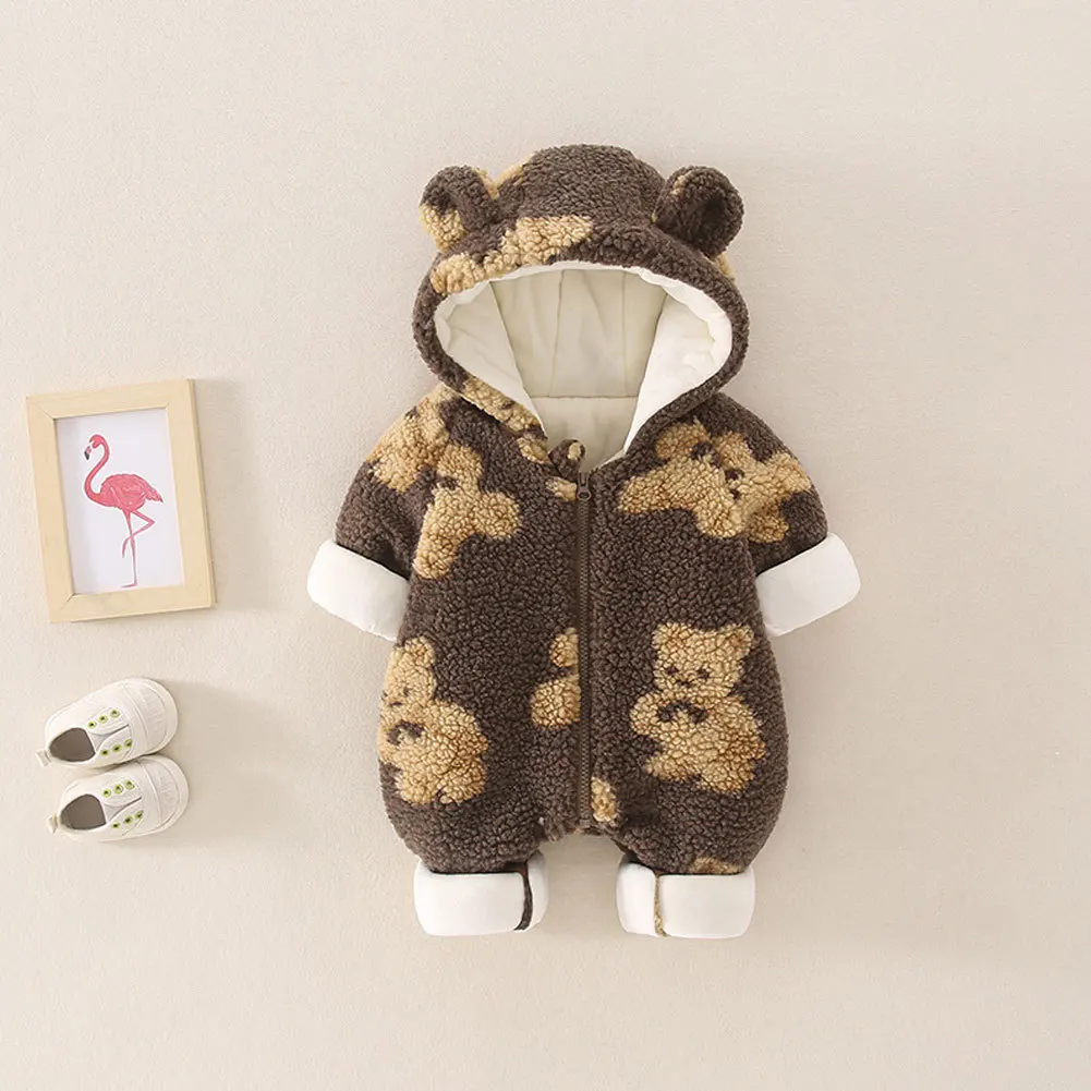 Somenie pelele con capucha de forro polar para bebés otoño/invierno - imagen 2