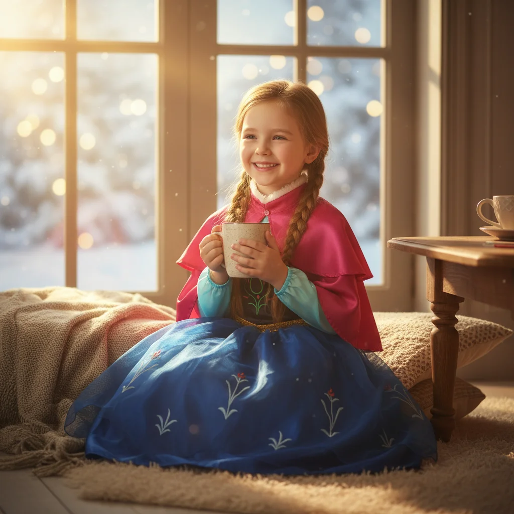Vestido de princesa bordado para niñas – Falda azul rey - imagen 4