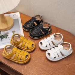 Sandalias de cuero genuino antideslizantes para bebés y niños