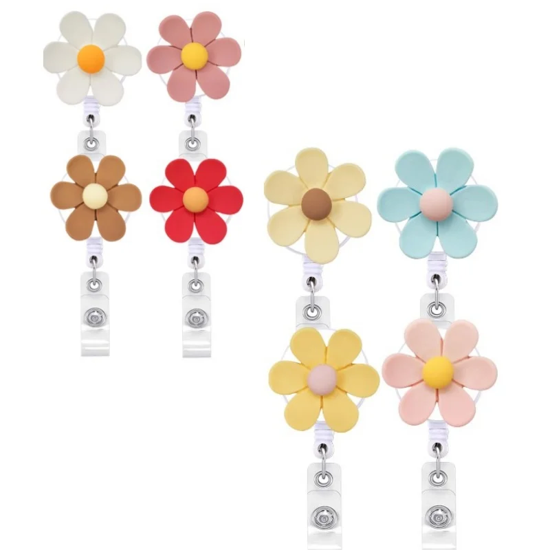 Carrete de insignia médica retráctil floral – Resina para enfermera - imagen 2