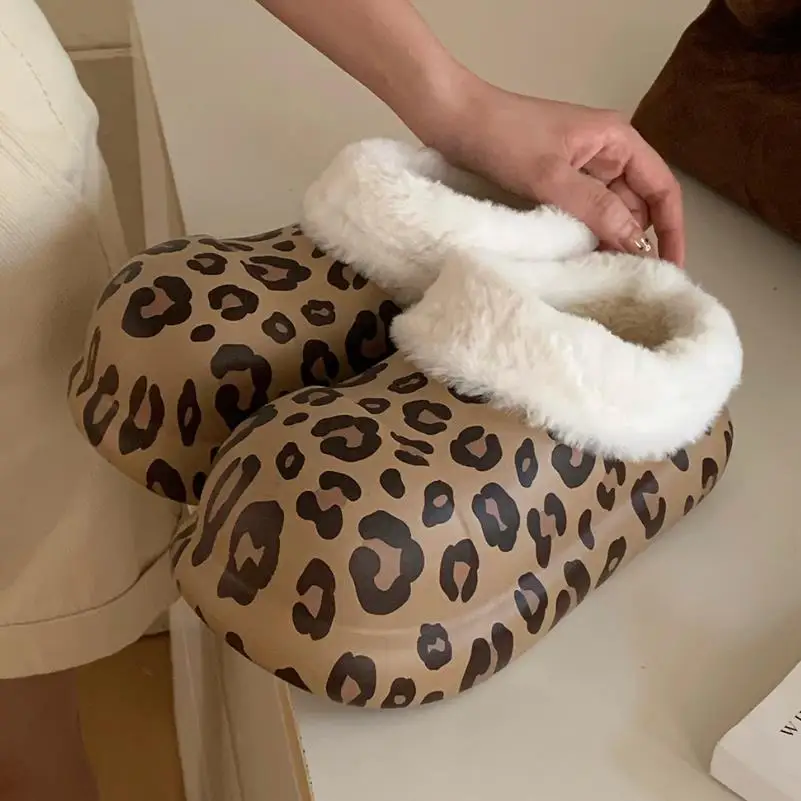 Zapatillas de casa impermeables con plataforma leopardo para niñas - imagen 3