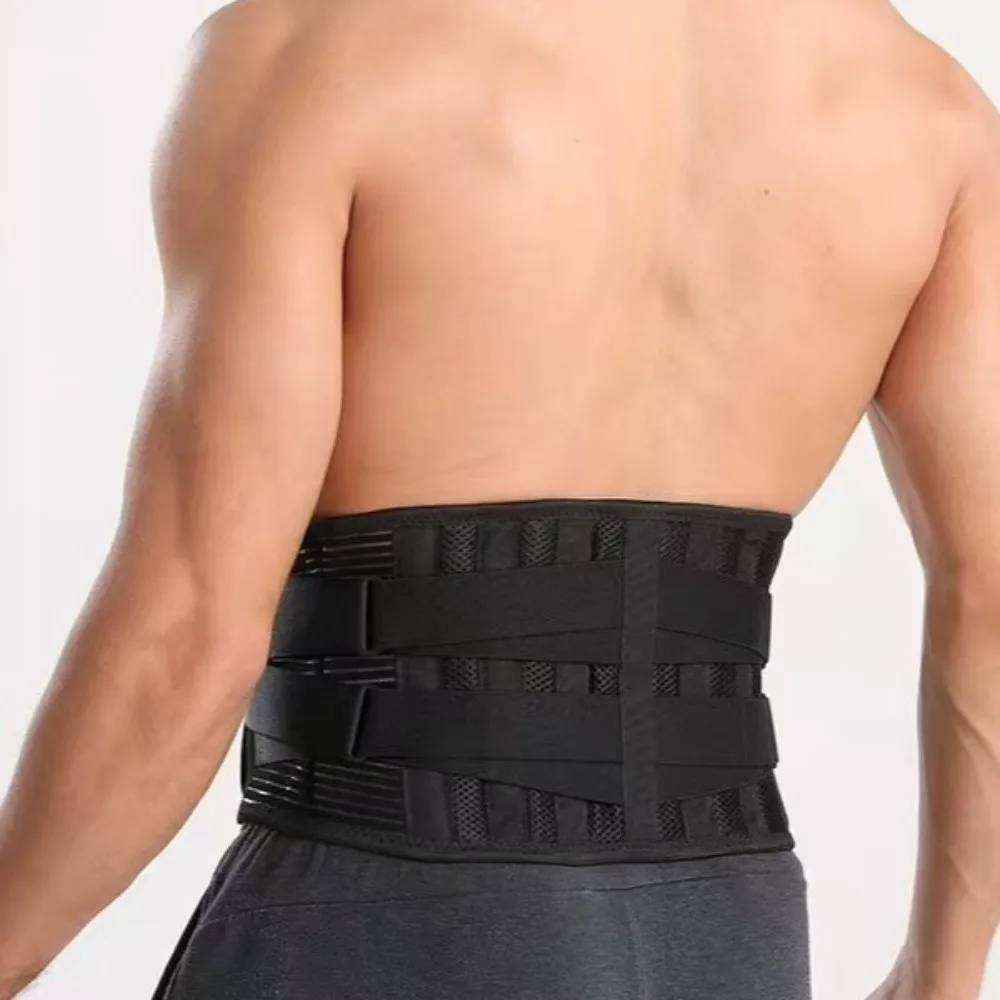 Cinturón lumbar ajustable con tirantes y malla antideslizante