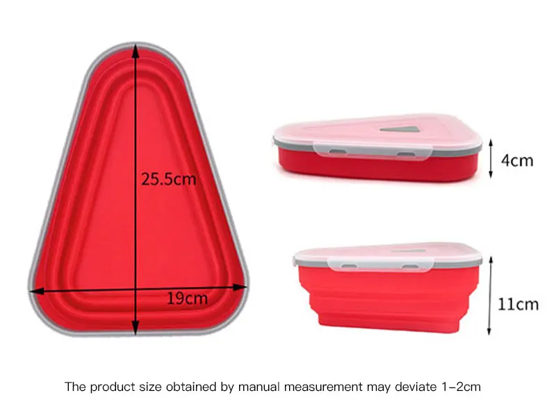 Caja de pizza triangular de silicona roja