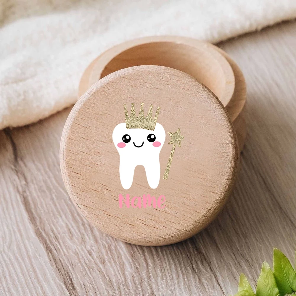 Caja de dientes del bebé de madera personalizada con hada - imagen 3