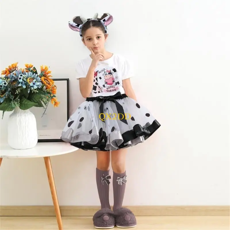 QX2D Vestido de tul para fiesta infantil con falda vaporosa - imagen 4