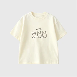 Camiseta básica de verano unisex en beige y rojo, delgada y ligera