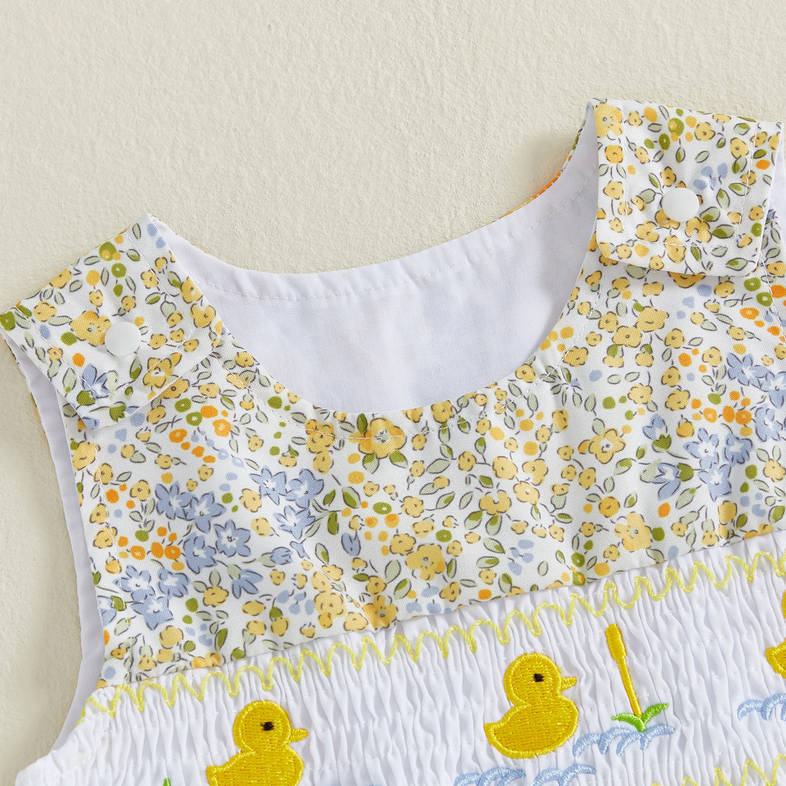 Mono bebé para niña con bordado de pato y tejido floral sin mangas - imagen 5