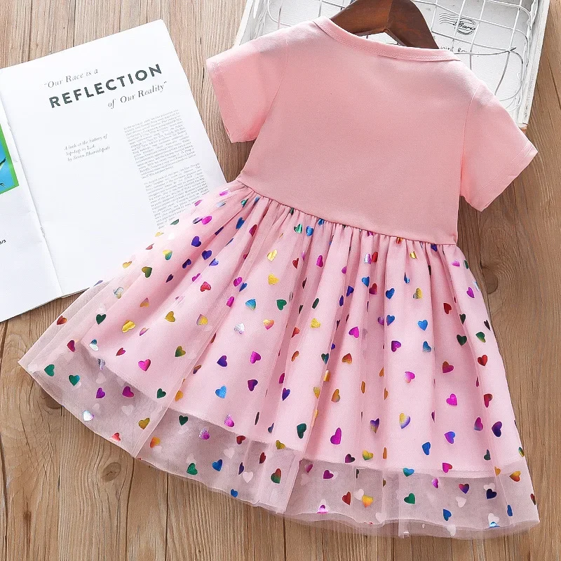 Vestido de princesa con lentejuelas – Unicornio manga corta para niña - imagen 2