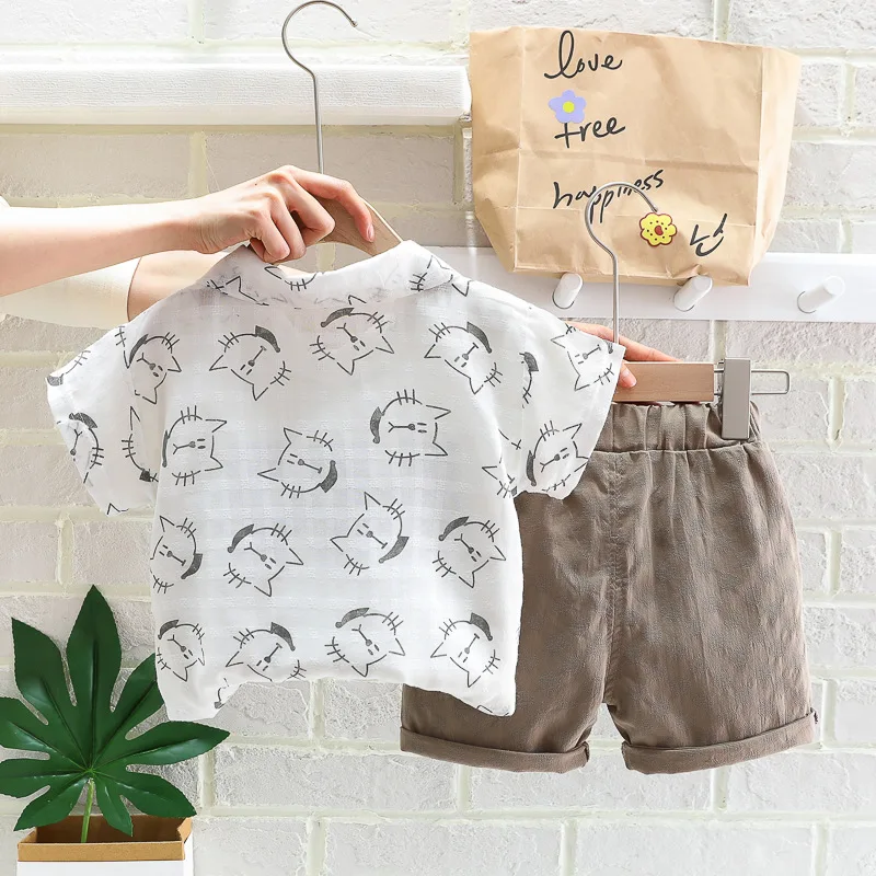 Conjunto de verano para bebé: camisa estampada y pantalón corto - imagen 4