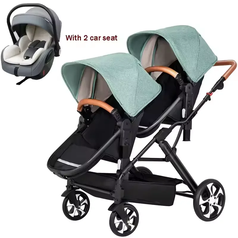 Carrito gemelar para bebés con asientos reclinables - imagen 5