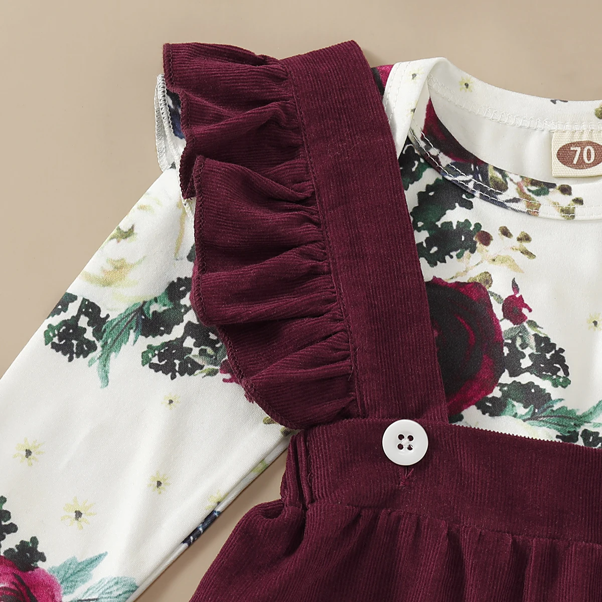 Conjunto floral bebé niña recién nacida pelele vestido volantes - imagen 5