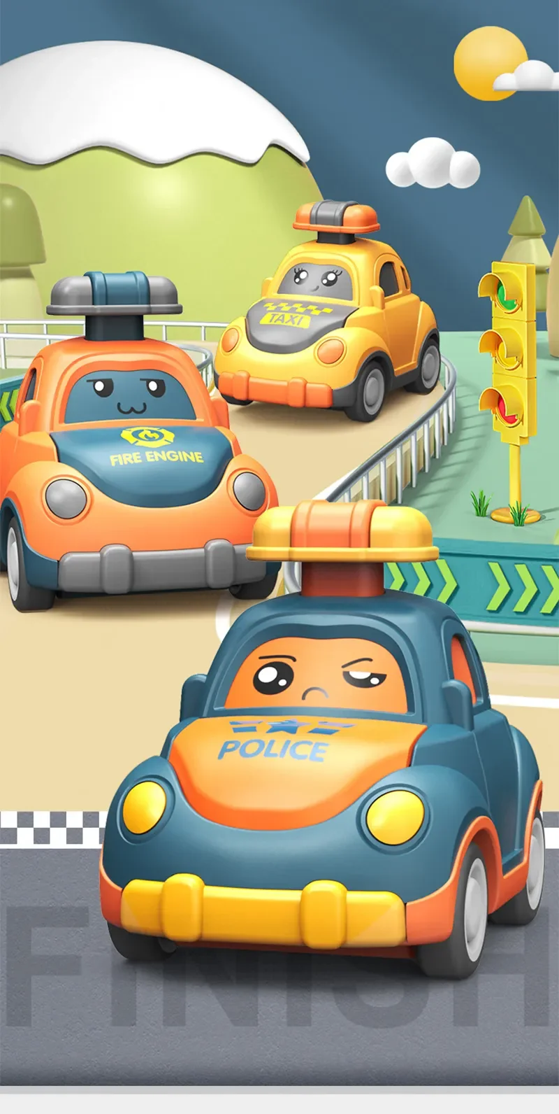 Coche de juguete animado para niños