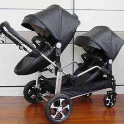 Shell Twins 2 en 1 Cochecito gemelar de lujo en cuero plegable